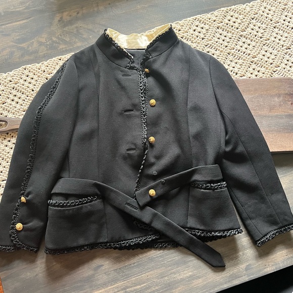 Holt Renfrew Vintage Black Wool Jacket & Skirt Set Size 6 Excellent - Picture 9 of 15